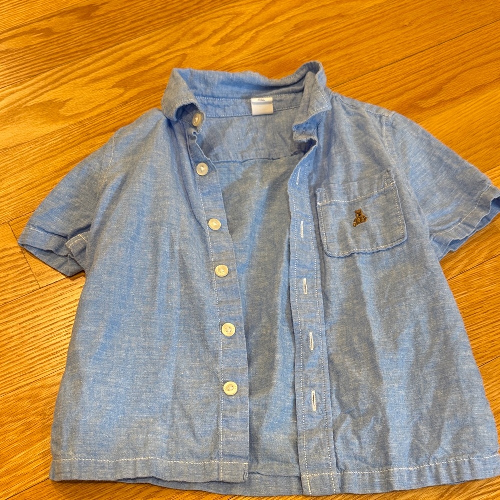 GAP Light Blue Short-Sleeve Button-Down Shirt for Kids